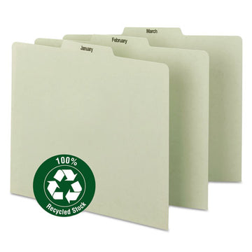 Smead® 100% Recycled Monthly Top Tab File Guide Set, 1-3-cut Top Tab, January To December, 8.5 X 11, Green, 12-set freeshipping - TVN Wholesale